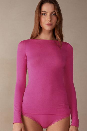 Intimssimi Boat Neck Modal Cashmere Ultralight Top Pink | XILGW33571