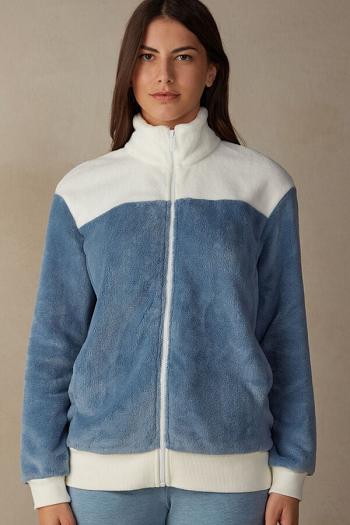 Intimssimi Color Block Fleece Bomber Blue | ILZDE23037