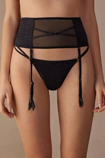 Intimssimi Cool Minimal Garter Belt Black | MILFT39528