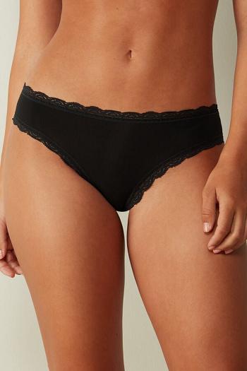 Intimssimi Cotton and Lace Panties Black | GILUC22755