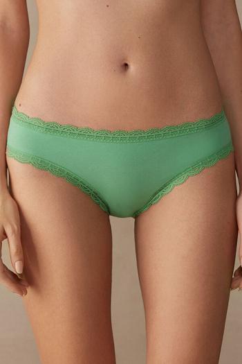 Intimssimi Cotton and Lace Panties Green | EILHC30192