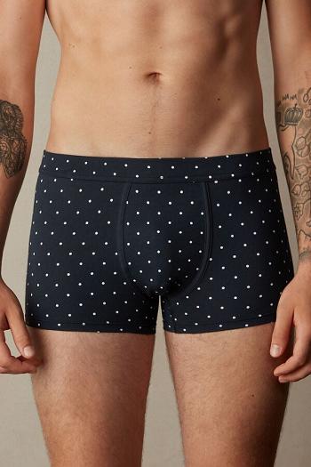 Intimssimi Dotted Boxers in Stretch Supima® Cotton Blue | ILZPD67716