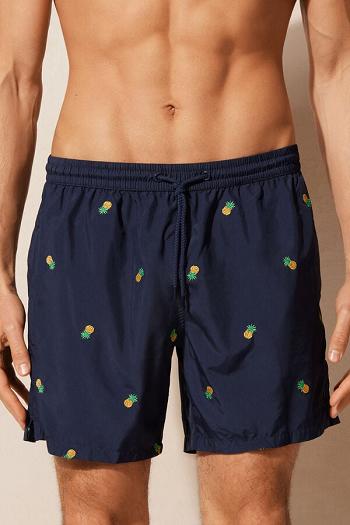 Intimssimi Embroidered Pineapple Swim Trunks Blue | ILNZX18595