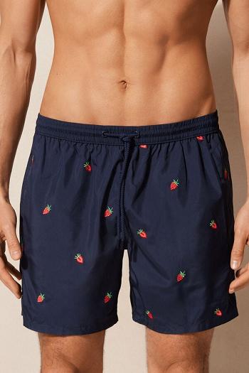 Intimssimi Embroidered Strawberry Swim Trunks Blue | ILZPD33928