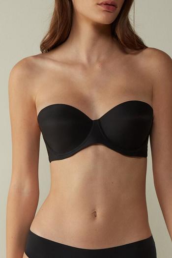 Intimssimi Giada Microfiber Bandeau Bra Black | ILQAV81286