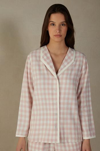 Intimssimi Gingham Lover Shirt in Brushed Cloth White | DILVO18573