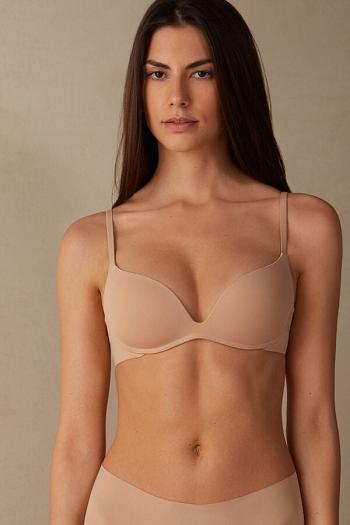 Intimssimi Gioia B Cup Microfiber Super Push-Up Bra Natural | ILNZX85391