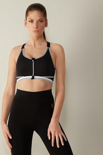 Intimssimi In Action Zip Bra with Supima® Cotton Lining Black | ILJKU97706