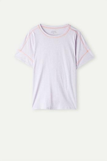 Intimssimi Iris and Apricot Short Sleeve Supima® Ultrafresh Cotton Top Violet | ILZDE30021