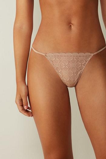 Intimssimi Lace String Thong Natural | YILVQ40913