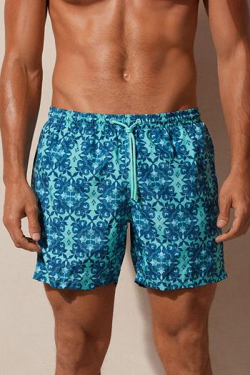 Intimssimi Light Blue Moroccan Print Swim Trunks Blue | MILHR97321