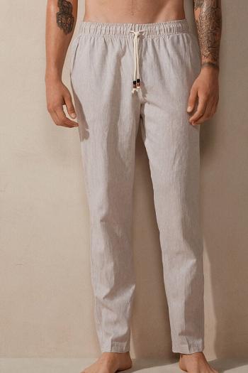 Intimssimi Linen and Cotton Full Length Pants Natural | XILBH71447