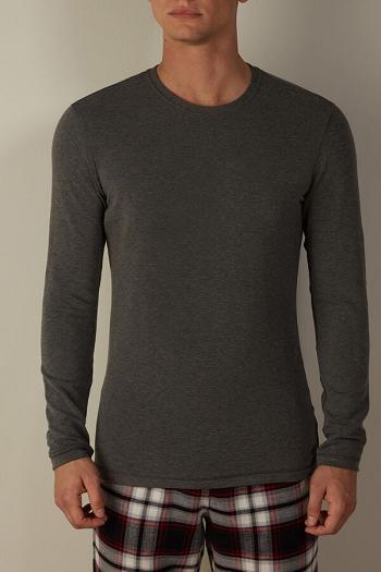 Intimssimi Long-Sleeve Modal-Cashmere Top Dark Grey | ILEAH84185