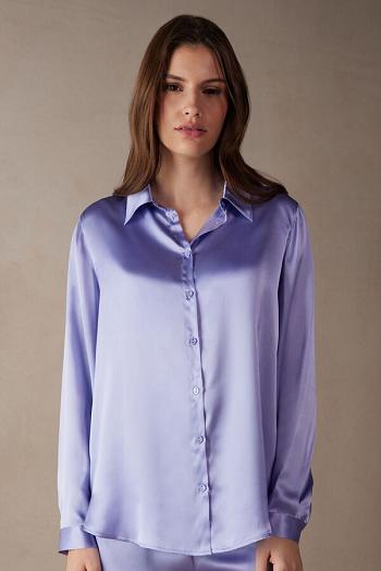 Intimssimi Long Sleeve Silk Shirt Violet | PILER18745