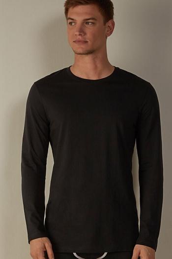 Intimssimi Long-Sleeve Supima® Cotton Top Black | AILWC64276