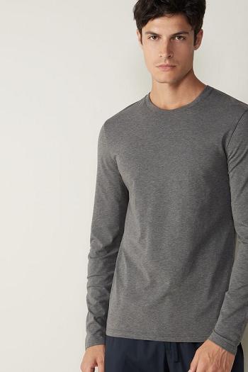 Intimssimi Long-Sleeve Supima® Cotton Top Dark Grey | ILCVG41537