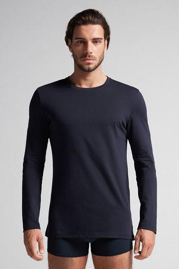 Intimssimi Long-Sleeve Supima® Cotton Top Blue | ILEGJ97324