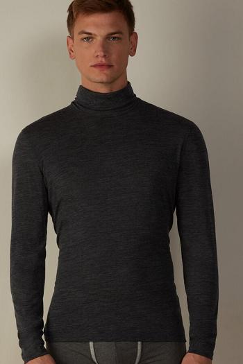 Intimssimi Long-sleeve High-Neck Merino-Wool Top Dark Grey | XILGW74898