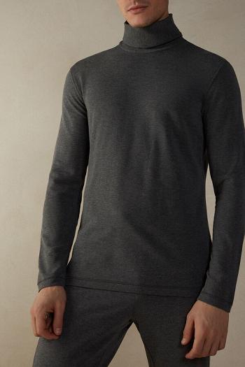 Intimssimi Long-sleeve High-Neck Modal-Cashmere Top Dark Grey | ILNEJ90560