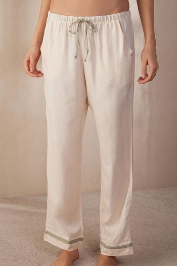 Intimssimi Lost in Fields Full Length Pants in Plain-weave Modal White | ILJZR11117