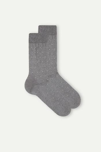 Intimssimi Men’s Short Socks in Patterned Lisle Cotton Grey | ILQAV72915