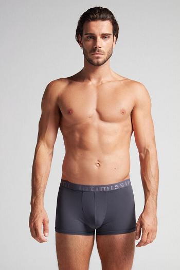 Intimssimi Microfiber Logo Boxer Shorts Grey | ILJKU40874