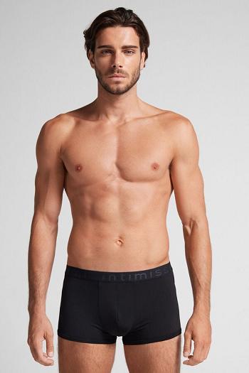 Intimssimi Microfiber Logo Boxer Shorts Black | TILPQ75465