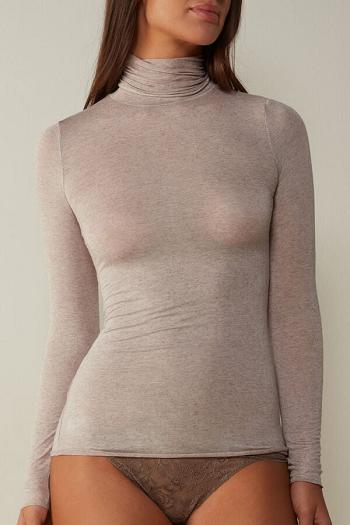 Intimssimi Modal Cashmere Ultralight High-Neck Top Natural | ILIIZ44817