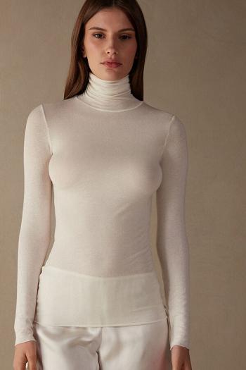 Intimssimi Modal Cashmere Ultralight High-Neck Top White | UILTG37757