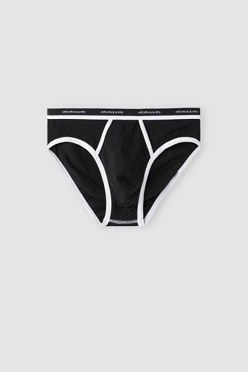 Intimssimi Natural Fresh Supima® Cotton Briefs with Logo Black | EILHC30696