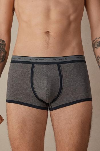 Intimssimi Natural Fresh Supima® Cotton Boxers with Logo Dark Grey | GILUC42787