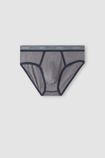 Intimssimi Natural Fresh Supima® Cotton Briefs with Logo Dark Grey | ILZPD67241