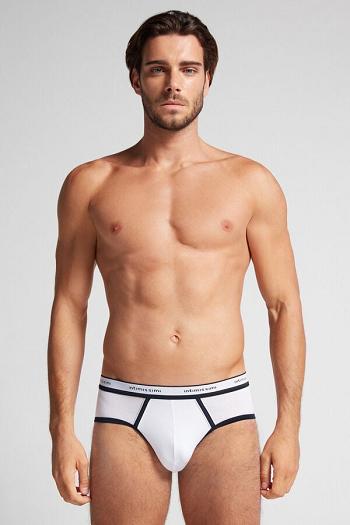 Intimssimi Natural Fresh Supima® Cotton Briefs with Logo White | QILUV79017