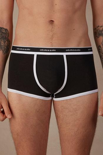 Intimssimi Natural Fresh Supima® Cotton Boxers with Logo Black | UILND65029