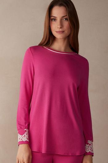 Intimssimi Pretty Flowers Modal Top Pink | ILEAH14825