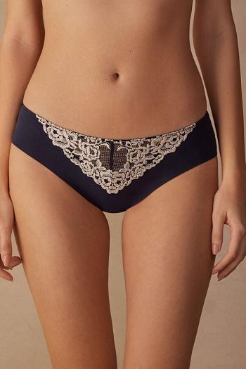 Intimssimi Pretty Flowers Seamless Cotton Panties Blue | ILDFL80857