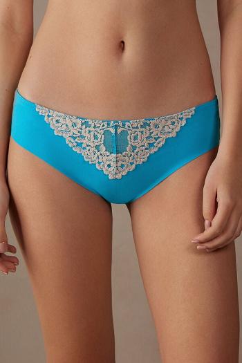 Intimssimi Pretty Flowers Seamless Cotton Panties Blue | QILUV67828