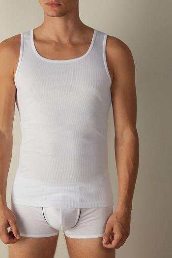 Intimssimi Ribbed Supima Cotton Tank Top White | ILQAV59542