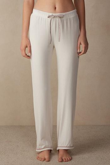 Intimssimi Romantic Bedroom Full Length Pants in Modal with Wool White | SILVO86270