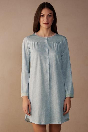 Intimssimi Romantic Cashmere Button Up Night Shirt Light Blue | PILQX26312