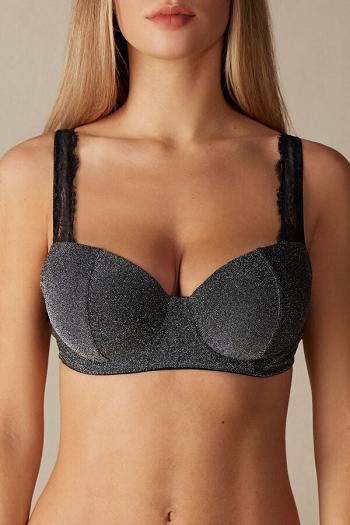 Intimssimi Shimmer All Night Love Sofia Balconette Bra Grey | LILSX92451