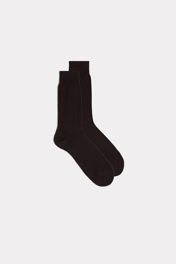 Intimssimi Short Sateen Egyptian Cotton Socks Brown | ILCIF86183