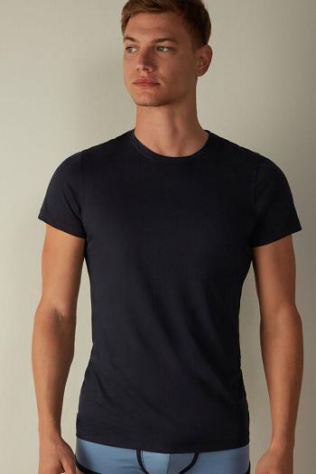 Intimssimi Short-Sleeve Crew-Neck T-Shirt in Extra-Fine Supima® Cotton Blue | ILIIZ95894