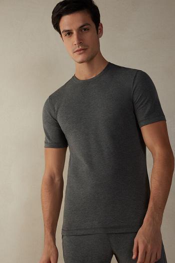 Intimssimi Short-Sleeve Modal-Cashmere Top Dark Grey | BILSD99877