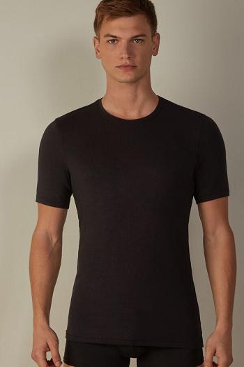 Intimssimi Short-Sleeve Modal-Cashmere Top Black | EILHC95634