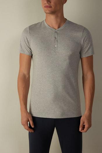 Intimssimi Short-Sleeved Supima® Cotton Shirt Grey | FILHY67731