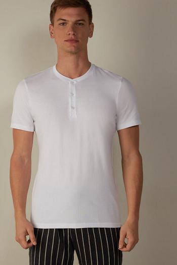 Intimssimi Short-Sleeved Supima® Cotton Shirt White | UILTG89605