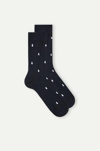 Intimssimi Short Socks in Patterned Cotton Blue | BILSD27993