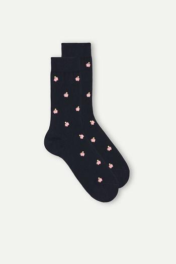 Intimssimi Short Socks in Patterned Cotton Blue | MILFT58295