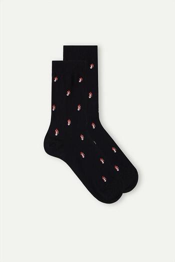 Intimssimi Short Socks in Patterned Cotton Black | TILWZ96290